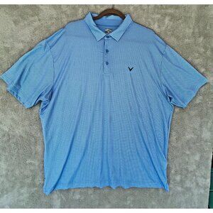 Callaway OPTI-DRI Mens XXL Golf Polo Blue and White Small Squares Lightweight